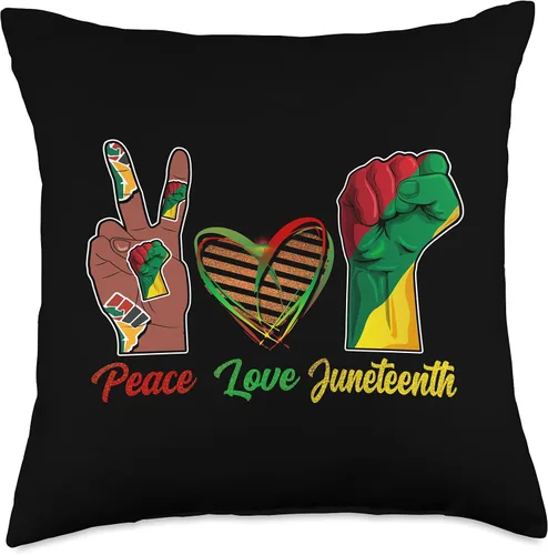 Miniatura 4 de Juneteenth Black Culture Afro Melanin Pride Gifts Paz Amor Juneteenth Party Africano Americano Mujeres Niños Hombres Throw Pillow, 16x16, Multicolor