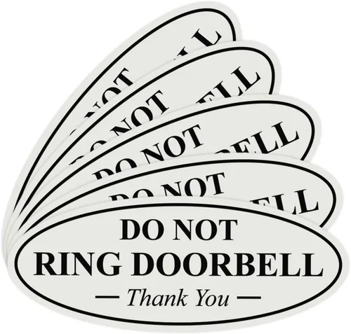 Miniatura 72 de All Quality Cartel de agradecimiento ovalado con texto en inglés «Do not Ring DOORBELL», color negro, pequeño, 1 paquete