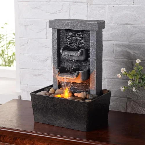 Miniatura 5 de GOSSI Decoración del hogar Fuente de cascada de 10.3 pulgadas para interiores, relajación, bombas de agua de alta presión, fuente de mesa, fuente