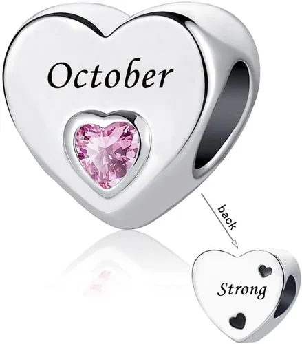 Enero-Diciembre 12 Meses Colores Piedra natal Cristal Feliz Cumpleaños Encantos de Corazón Para Pulseras de Abalorios Collar