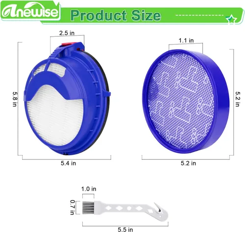 Miniatura 4 de Anewise Kits de filtro de repuesto para filtros de bola de vacío Dyson dc25, incluye 1 filtro premotor lavable 919171-02 y 1 filtro Hepa 916188-05
