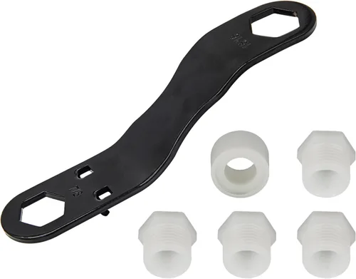 Kit de tapón de drenaje para calentador de agua para caravana, incluye 1 llave en ángulo, 4 tapones de repuesto NPT de 1/2 pulgada y 1 rollo de