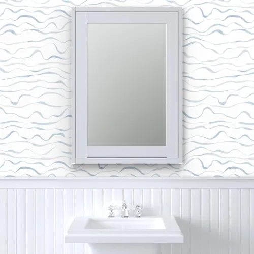 Miniatura 9 de Papel tapiz autoadhesivo de 3 x 2 pies – Papel tapiz extraíble personalizado con ondas de acuarela azul claro y gris Spoonflower