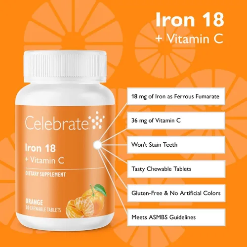 Miniatura 2 de Celebrate Iron+C 18mg mandarina masticable, 30