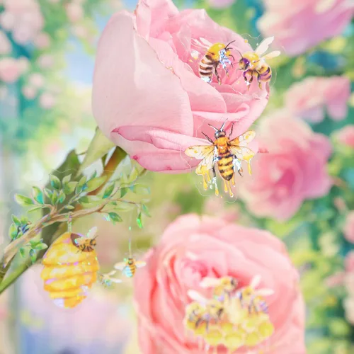 Miniatura 4 de 60 piezas de calcomanías holográficas de abejas de jardín para niñas estéticas – Calcomanías transparentes de abejas, florales, de panal