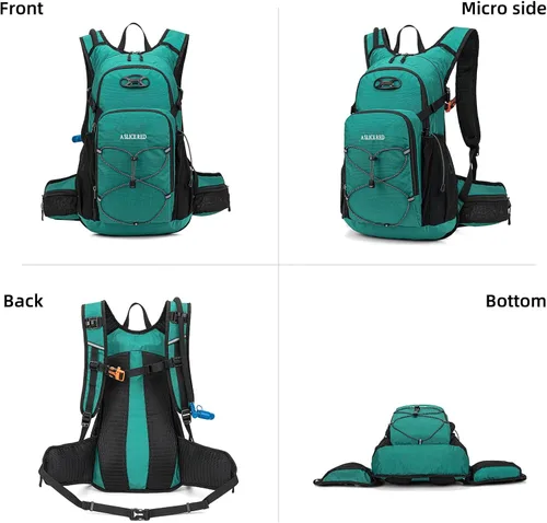 Miniatura 9 de Mochila de hidratación, mochila de agua para senderismo con vejiga de agua de 3 L, paquete de hidratación aislada, ligera, hidropack ideal para Verde