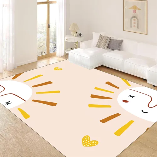Miniatura 14 de Alfombras suaves de arco iris para dormitorio de niña, alfombras coloridas y peludas, alfombras de juego para niños, estampado de nube blanca, arco