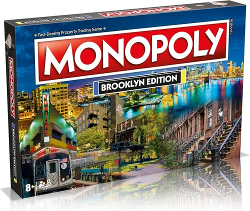 Monopoly Juego de mesa Brooklyn Edition: 2-6 jugadores, juegos de mesa familiares para niños y adultos, juegos de mesa para niños de 8 años en