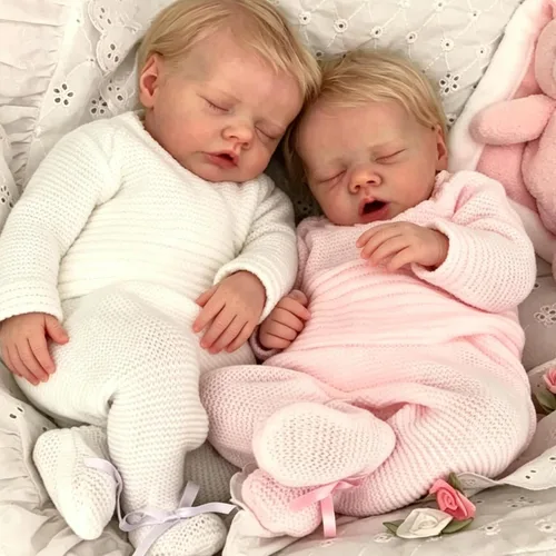 Miniatura 2 de Anano Muñecas Reborn Bebés Gemelos Niño y Niña, Muñecas de Bebé Realistas de 18 Pulgadas de Silicona Cuerpo Completo, Muñecas de Bebé de Silicona