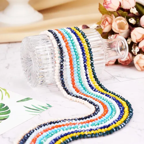 Miniatura 7 de Craftdady 10 hebras de cuentas de cristal galvanizado facetado de 0.157 pulgadas (0.157 in) chapadas en perlas brillantes pequeñas cuentas