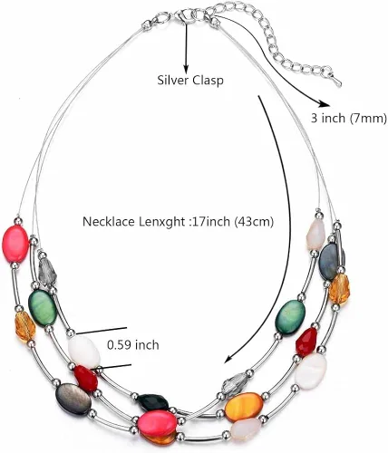 Miniatura 6 de Collar a capas con cristal para mujer, gargantilla con cadena de plata gruesa, regalo de cumpleaños para mujer