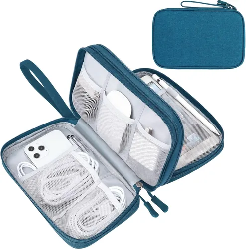 Miniatura 51 de FYY Organizador electrónico, organizador de cables de viaje, bolsa de transporte para accesorios electrónicos, portátil, impermeable, doble capa