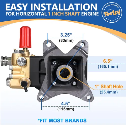 Miniatura 4 de TOOLCY Bomba de Lavadora a Presión 3600-4400 PSI Máx, Bomba de Presión de Émbolo Triplex 4 GPM, Bomba de Lavadora a Gas de Eje Horizontal de 1