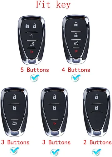 Miniatura 2 de Royalfox 3, 4, 5, 6 botones, diamantes de imitación brillantes 3D femeninos, funda para llave inteligente remota para Chevy Chevrolet Malibu Camaro