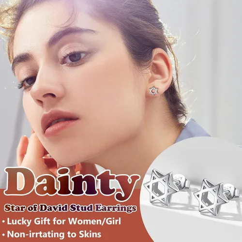 Miniatura 2 de Silvora Aretes de plata de ley con estrella de DavidOjo de Horus para mujeres, adolescentes y niñas, delicado embalaje de regalo