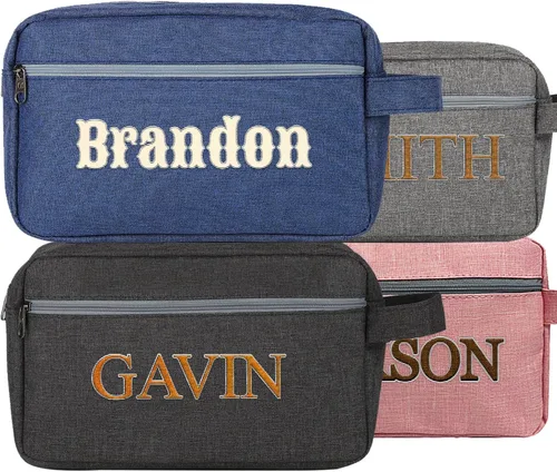 Neceser de cuero personalizado para hombres, bolsa de aseo de viaje grabada personalizada, regalo de nombre y logotipo personalizado para padre,