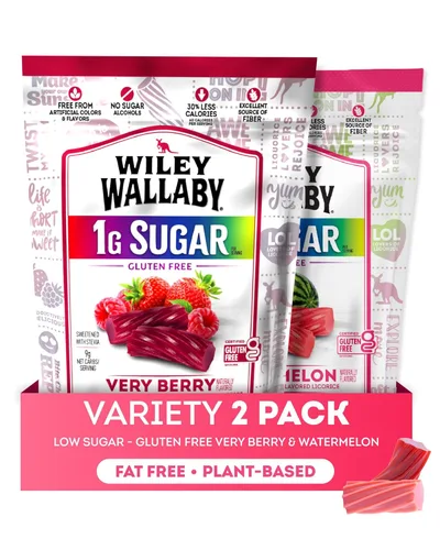 Miniatura 8 de Wiley Wallaby Dulces de regaliz gourmet de 5.5 onzas de sabor australiano suave y masticable, sin gluten, sabor australiano (5.5 onzas