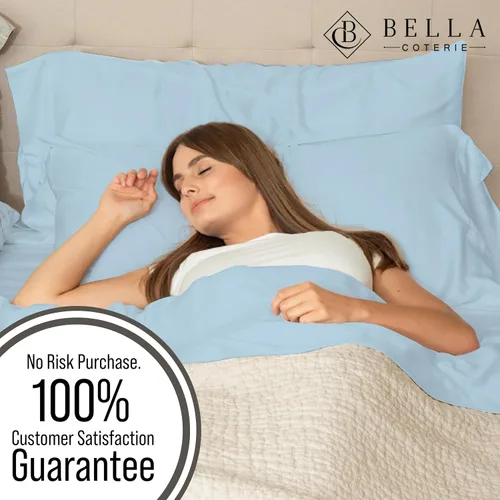 Miniatura 5 de Bella Coterie - Sábana bajera ajustable de viscosa de bambú de lujo tamaño King, 100 % cultivada orgánicamente, ultrasuave, refrescante para Azul