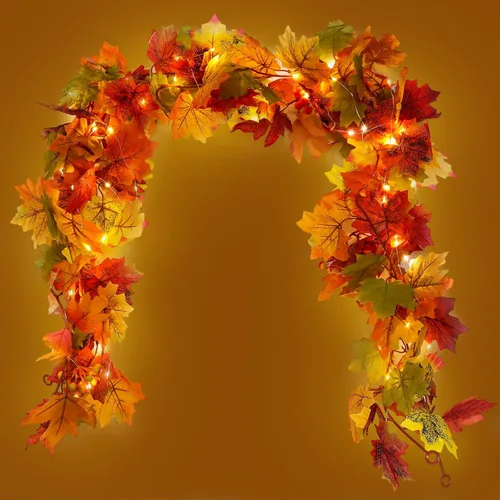 Miniatura 7 de RECUTMS Guirnalda de arce artificial, hojas de otoño, planta de plástico sintético para interiores, hogar, boda, jardín, hotel, cosecha de otoño