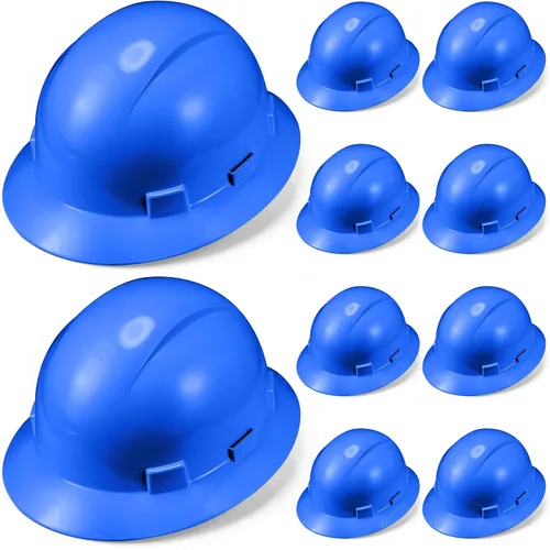 Miniatura 9 de 10 Pack Casco de ala completa, Casco de construcción blanco, Casco de seguridad HDPE con suspensión de trinquete ajustable de 6 puntos para hombres
