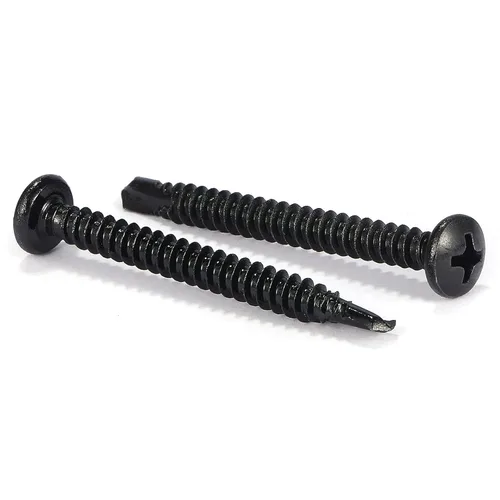 Miniatura 14 de #8 x 1 Tornillos de chapa metálica 100 piezas 410 tornillos Tek de cabeza plana de acero inoxidable Tornillos autorroscantes rápidos Óxido negro por