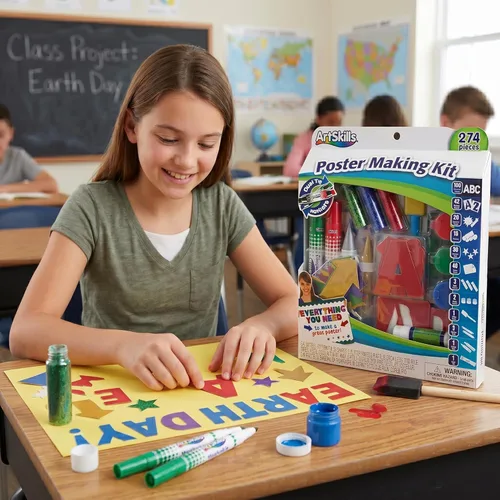 Miniatura 3 de ArtSkills Kit de fabricación de pósteres, suministros para proyectos y manualidades con marcadores, plantillas, letras, purpurina, pegamento y más