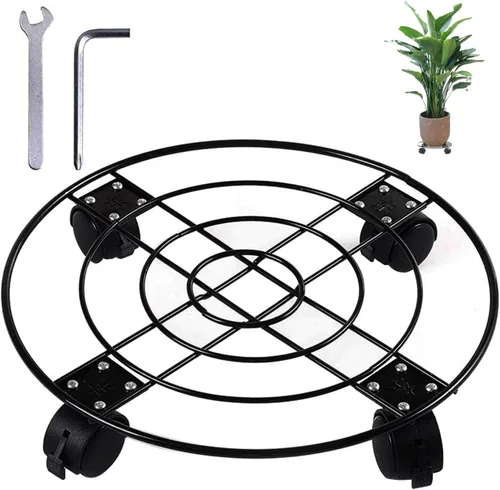 Organizador para plantas con ruedas de hierro de metal resistente, soporte grande para plantas en maceta, para interiores y exteriores, jardín,