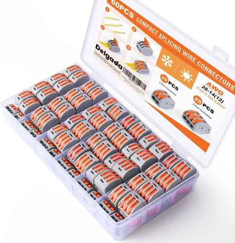 Delgada 60 tuercas de conector de cable de palanca, conectores compactos de 2/3 conductores, kit de conectores eléctricos de empalme rápido,