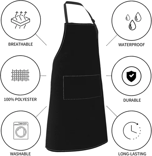 Miniatura 5 de Personalized Custom Apron For Women Men Kitchen Cooking Aprons Customized with Pockets Name Text Logo Picture Estilo 3