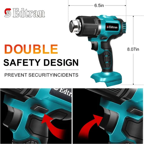 Miniatura 3 de Pistola de calor inalámbrica para batería Makita de 18V, pistola de aire caliente de 350W con calentamiento rápido de 122℉ a 1022℉ con pantalla LCD