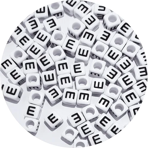 Miniatura 43 de Cuentas cuadradas de letras acrílicas de 0.236 x 0.236 pulgadas, cuentas A del alfabeto para pulseras, joyería, llavero DIY, 100