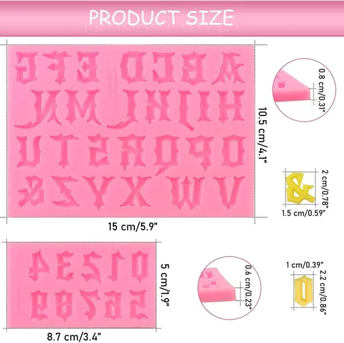 Miniatura 4 de 2 moldes de letras góticas y números de silicona únicos para dulces de chocolate, decoración de pasteles, molde de resina, epoxi