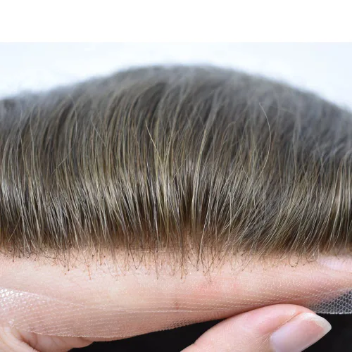 Miniatura 82 de Sistema de repuesto de cabello humano europeo con encaje frontal suizo para hombre, tupé para hombre, pieza de cabello, nudo blanqueado, línea #17