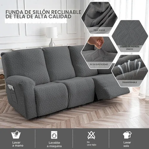 Miniatura 2 de Gennia Funda Impermeable para Sofá Reclinable, Fundas Elásticas para Sofá Reclinable con Bolsillos, Fundas Lavables para Sillón Reclinable Lazy Boy