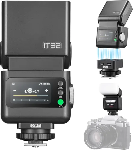 Miniatura 12 de Godox iT32 TTL HSS Flash para Canon con disparador X5-C, 1/80000s HSS 2.4G kit inalámbrico fuera de la cámara, liberación rápida magnética y USB-C