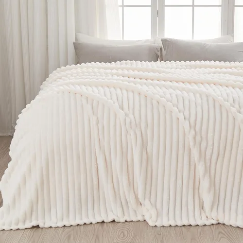 Miniatura 59 de NEWCOSPLAY Manta de Tiro Súper Suave Aqua Franela Sedosa Premium Forro Polar Jacquard Acanalado 3D Ligero Manta de Cama Uso en Todas las Estaciones