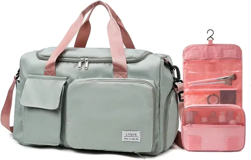 Miniatura 30 de Bolsa de Gimnasio Pequeña para Mujer, Bolsa de Lona de Viaje, Bolsa de Fin de Semana con Compartimento para Zapatos
