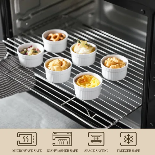 Miniatura 4 de MALACASA RAMEKIN.DISH - Juego de 24 mini ramekins de 2 onzas, Ramiken, moldes de cerámica para crema brulee, tazas de natillas blancas, cuencos