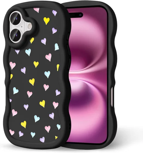 Miniatura 161 de Compatible con iPhone SE/8/7 Funda para Mujeres y Niñas, Marco Ondulado Rizado con Patrón Lindo, Estética Delgada Suave Silicona TPU Parachoques