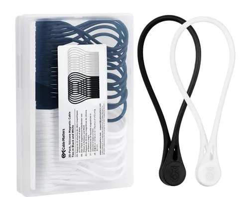 Miniatura 8 de Cable Matters Paquete de 10 bridas magnéticas de silicona ultra fuertes, bridas magnéticas/cremalleras/organizador de cables, blanco y negro