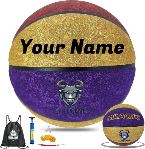 Miniatura 8 de Balones de baloncesto personalizados para interiores y exteriores, regalo de baloncesto de cuero compuesto con nombre, texto, logotipo