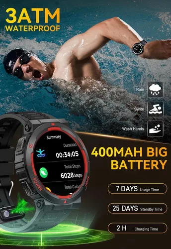 Miniatura 3 de Military Smart Watch for Men with LED Flashlight Tactical Smart Watch 1.53”HD Screen Rugged Smartwatch 3ATM Waterproof 100+ Sports Fitness Tracker