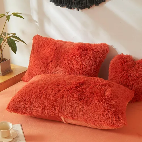Miniatura 16 de Besfunny Juego de 2 fundas de almohada de pelo sintético negro, mullidas y peludas para decoración de dormitorio, fundas de almohada negras suaves