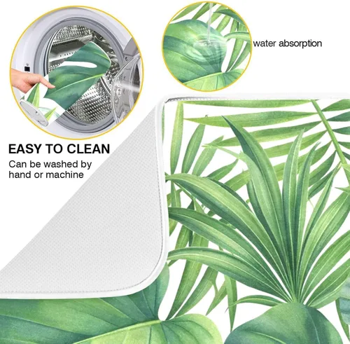 Miniatura 2 de Tapete de secado de platos de flores de porcelana azul y blanca para encimera de cocina, almohadilla de secado de microfibra absorbente