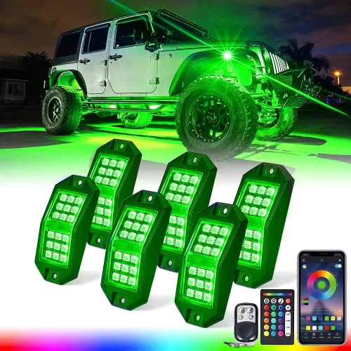 Miniatura 8 de Xprite - Kit de luces LED RGB bluetooth con controlador RF, luces neón multicolor intermitentes que sincronizan con la música para vehículos