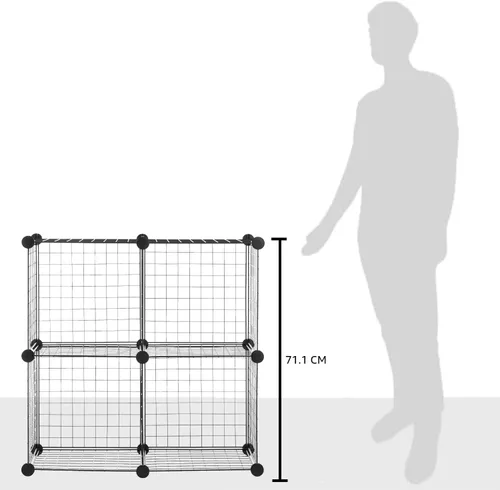 Miniatura 7 de Amazon Basics Organizador de almacenamiento de 4 cubos, armario y estantes de rejilla de alambre, apilable, negro de 14 x 14 x 14 pulgadas