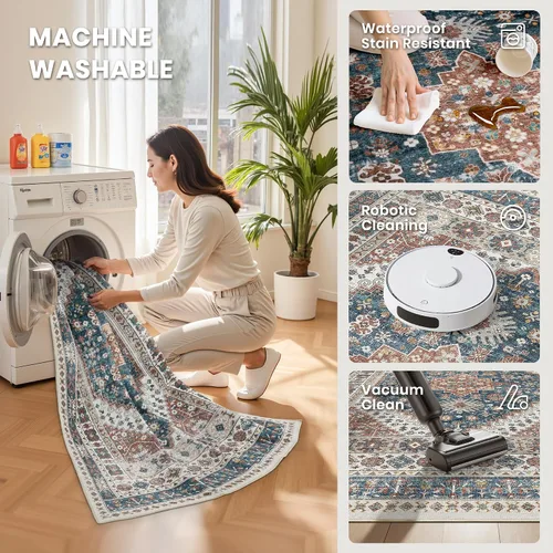 Miniatura 5 de zesthome Alfombras de área de 5 x 7 pies, alfombra ultrafina, lavable, resistente a las manchas, antideslizante, para sala de estar, dormitorio