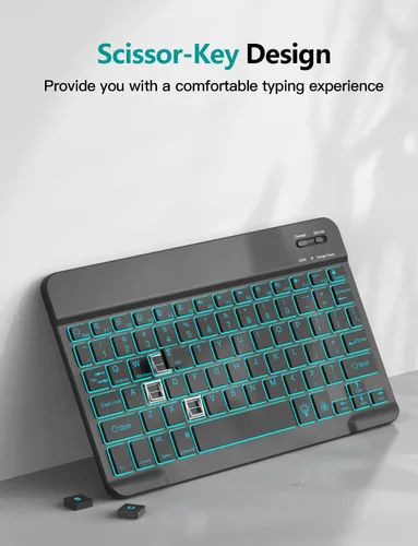 Miniatura 4 de Funda para teclado retroiluminada para Samsung Galaxy Tab S10 Lite/S10 FE/S9 FE 5G 10.9"/ Tab S9 11", teclado inalámbrico desmontable magnético de 7