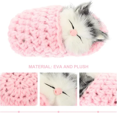 Miniatura 2 de Ciieeo Muñeca de gato dormido en pantufla, mini gatito en zapato con sonidos de miauros, juguete de mano, regalo para niños y niñas, decoración