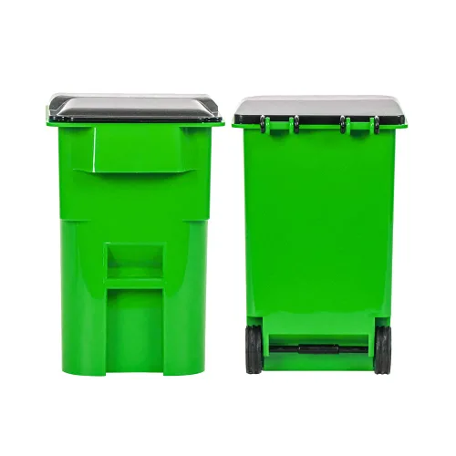 Miniatura 4 de Bote de basura verde en miniatura con tapa y ruedas para figuras de acción de lucha libre